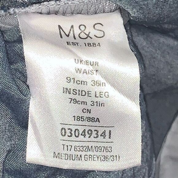 M&S Collection Mens Size 36x31 Straight Leg Pants Gray Pockets 100% Cotton - Picture 3 of 7